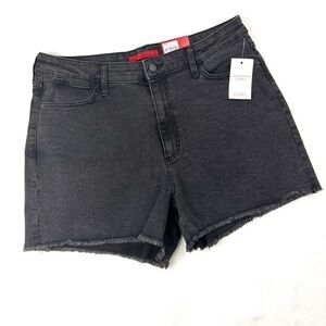NWTJennifer Lopez High Waisted Flawless Sculpt Charcoal Raw Hem Jean Shorts (14)